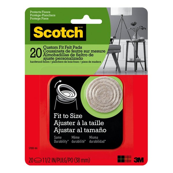 Scotch Felt Self Adhesive Protective Pad Beige Round SP880-NA